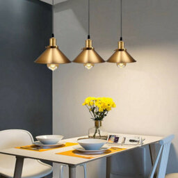 Vintage Retro Yellow Brass Ceiling Light Cluster  Metal Lampshade With Uk E27 Holder - thumbnail 2