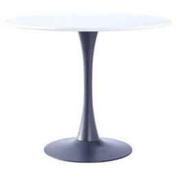 Living And Home White Modern Round Wooden Dining Table Coffee Table With Metallic Base Dia 900mm - thumbnail 3