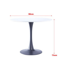 Living And Home White Modern Round Wooden Dining Table Coffee Table With Metallic Base Dia 900mm - thumbnail 5
