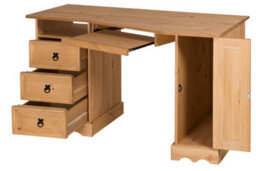 Mercers Furniture Corona Corner Computer Desk 3 Drawer 1 Door Office Bedroom Solid Wood Pine Wooden With Mexican Styling - thumbnail 5