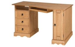 Mercers Furniture Corona Corner Computer Desk 3 Drawer 1 Door Office Bedroom Solid Wood Pine Wooden With Mexican Styling - thumbnail 4