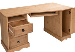Mercers Furniture Corona Corner Computer Desk 3 Drawer 1 Door Office Bedroom Solid Wood Pine Wooden With Mexican Styling - thumbnail 7