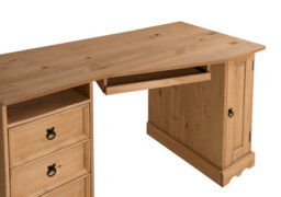 Mercers Furniture Corona Corner Computer Desk 3 Drawer 1 Door Office Bedroom Solid Wood Pine Wooden With Mexican Styling - thumbnail 6