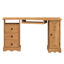 Mercers Furniture Corona Corner Computer Desk 3 Drawer 1 Door Office Bedroom Solid Wood Pine Wooden With Mexican Styling - thumbnail 2