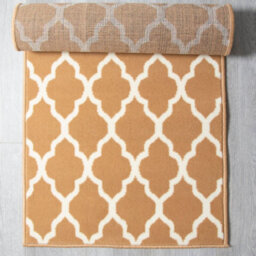 Bravich Hard Wearing Hessian Backed Stair Runner Kitchen Mat - Texas Beige Trellis - 60X900Cm (2'x30') - thumbnail 1