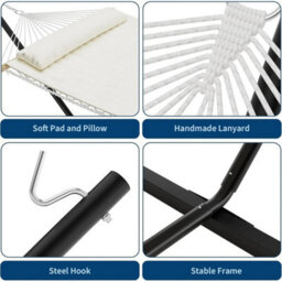 Steel Frame 2 Person Hammock With Stand Heavy Duty 450Lbs With Bag Patio Camping - thumbnail 4