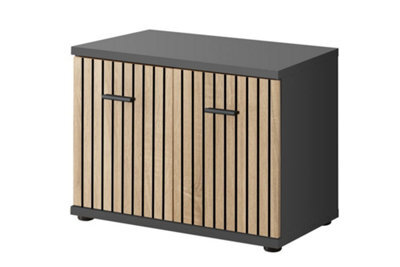 Arte Marco Hallway Bench: Compact Storage Solution - W600mm X H460mm X D320mm In Oak Artisan & Anthracite - image 1