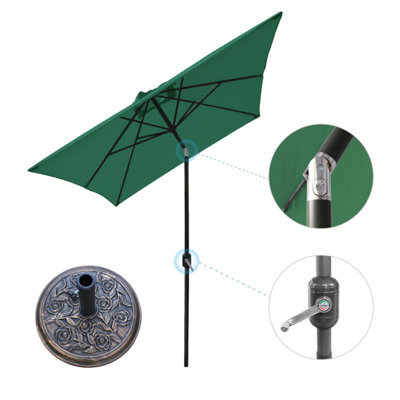VRUC Outdoor 2X3M Parasol - Crank Up & Tilt Garden Parasol Umbrella Green And Base - image 1