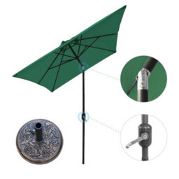 VRUC Outdoor 2X3M Parasol - Crank Up & Tilt Garden Parasol Umbrella Green And Base - thumbnail 1