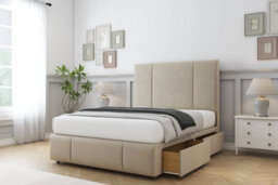 "Comfort Arya Almond Coniston Divan Bed Set 2 Drawers Right Side - 26"" Strutted & 12"" Footboard 5' King" - thumbnail 2