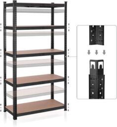 Songmics Garage Shelving, 5-Tier Storage Rack, Storage Organizing Rack, Shelving Unit, Adjustable Shelves, Black - thumbnail 5