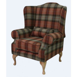 Chesterfield Fireside High Back Wing Chair Chestnut Tree Check Tweed Wool In Mallory Style - thumbnail 2