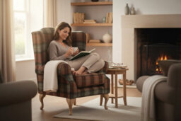 Chesterfield Fireside High Back Wing Chair Chestnut Tree Check Tweed Wool In Mallory Style - thumbnail 3