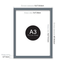 A3 Grey Picture Frame Fits A3 (29.7 X 42Cm - 11.7 X 16.5In) Poster, Photo, Artwork, Or Print. - thumbnail 2