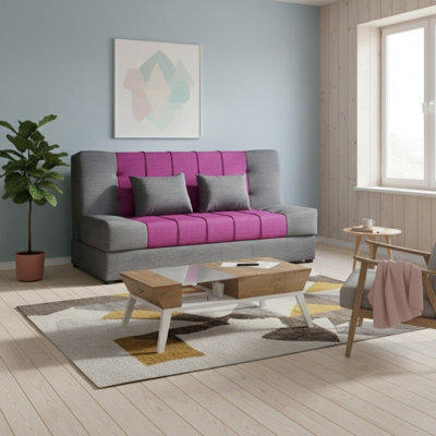 Sonia Sofa Bed Has Storage Springs And Foam Stylish Living Room Or Guest Room Sofa Has Cushions Grey And Pink - image 1