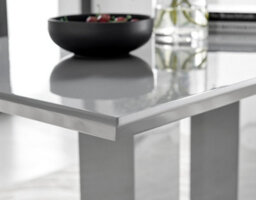 Furniturebox Uk Imperia 4 Grey Dining Table And 4 Grey Velvet Milan Black Leg Chairs - thumbnail 4