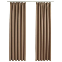 Berkfield Elegant Blackout Curtains With Hooks 2 Pcs Taupe 140X175 Cm