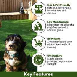 "Aurelie 30mm Outdoor Artificial Grass, Pet-Friendly Artificial Grass, Plush Fake Grass-6M(19'8"") X 2M(6'6"")-12M²" - thumbnail 2