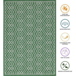 Homeart Outdoor Rugs Easy Cleaning Area Rugs For Balcony,garden,picnic,uv Weather Resistant Green Cream, 180 X 270 Cm - thumbnail 6