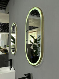 Lumora 900X500mm Oval Brushed Gold Led Mirror - Pill Mirror, Frosted Front-Lit And Anti-Fog - thumbnail 2