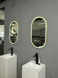 Lumora 900X500mm Oval Brushed Gold Led Mirror - Pill Mirror, Frosted Front-Lit And Anti-Fog - thumbnail 3