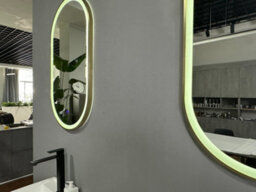 Lumora 900X500mm Oval Brushed Gold Led Mirror - Pill Mirror, Frosted Front-Lit And Anti-Fog - thumbnail 7