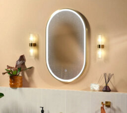Lumora 900X500mm Oval Brushed Gold Led Mirror - Pill Mirror, Frosted Front-Lit And Anti-Fog - thumbnail 8