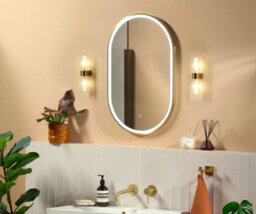Lumora 900X500mm Oval Brushed Gold Led Mirror - Pill Mirror, Frosted Front-Lit And Anti-Fog - thumbnail 9