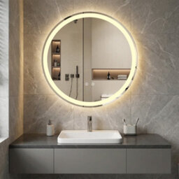 Costway 60 Cm Round Led Lighted Mirror Tempered Glass Bathroom Mirror W/ Memory Function