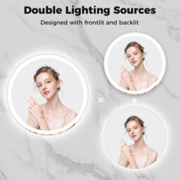Costway 60 Cm Round Led Lighted Mirror Tempered Glass Bathroom Mirror W/ Memory Function - thumbnail 2
