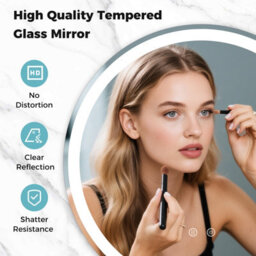 Costway 60 Cm Round Led Lighted Mirror Tempered Glass Bathroom Mirror W/ Memory Function - thumbnail 6
