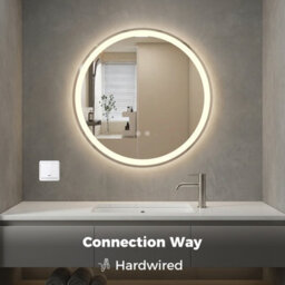 Costway 60 Cm Round Led Lighted Mirror Tempered Glass Bathroom Mirror W/ Memory Function - thumbnail 8