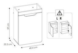 Impact Furniture Small Sink For Cloakroom 400mm Vanity Unit Slim Bathroom Cabinet Wall Hung Small White Gloss Oak Compact Arub - thumbnail 4