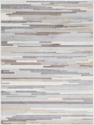 Livabliss Roma-Modern Grey Brown White Living Dining Bedroom Rug 200 X 275 Cm Easy Care, Non Shedding - image 1