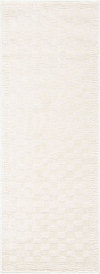 Livabliss Freud-Modern Ivory Off-White High Pile Checkered Living Dining Bedroom Rug 80 X 220 Cm Easy Care, Non Shedding - image 1
