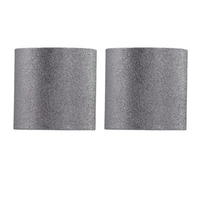 First Choice Lighting Set Of 2 Silvery Grey Glitter 15Cm Table Lamp Shades - image 1
