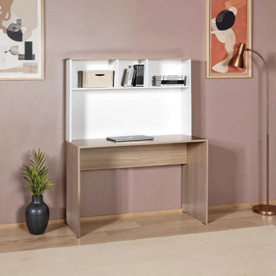 Fwstyle Two Tone Desk Home Office Study Storage Hutch White & Oak - image 1