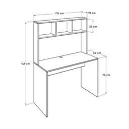 Fwstyle Two Tone Desk Home Office Study Storage Hutch White & Oak - thumbnail 4