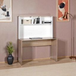 Fwstyle Two Tone Desk Home Office Study Storage Hutch White & Oak - thumbnail 1