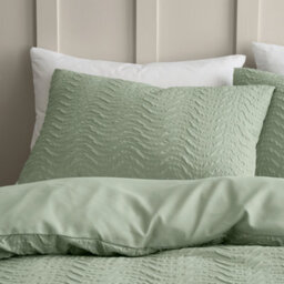 Catherine Lansfield Heatset Wave Mint Green Duvet Cover Set King Bedding Set - thumbnail 2