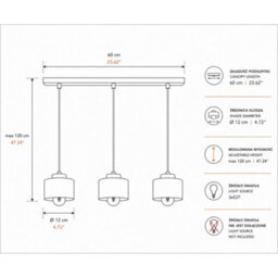 Luminosa Lighting Luminosa Simply Bar Pendant Ceiling Light Green 3X E27 - thumbnail 4