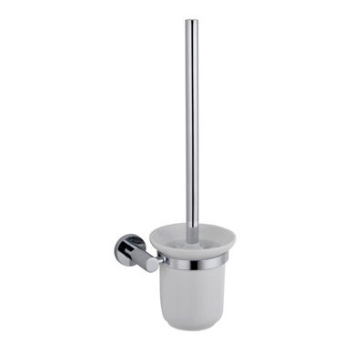 Nes Home Chrome Round Style Brass Wall Mounted Round Bathroom Toilet Brush Holder - image 1