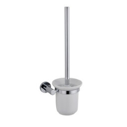 Nes Home Chrome Round Style Brass Wall Mounted Round Bathroom Toilet Brush Holder - thumbnail 1
