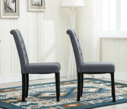 Set Of 2 Tufted Button Back Fabric Dining Chairs Grey By Mcc Direct - thumbnail 3