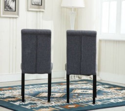 Set Of 2 Tufted Button Back Fabric Dining Chairs Grey By Mcc Direct - thumbnail 4