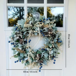 CLEFFNS 16Inch Artificial Eucalyptus Berry Wreath Green Leaf Eucalyptus Wreaths For Front Door Window Hanging Wall Party Decorations - thumbnail 4