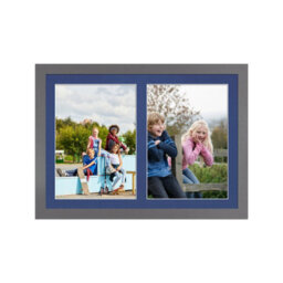 AK Frames 20X14 Dark Grey Modern Multi Photo Frame With Blue Mount - Holds 2 Apertures (2X) A4 Photos - thumbnail 1