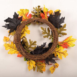 Living And Home Halloween Prelit Wreath Autumn Maple Leaf With Berries For Front Door Decor 35 Cm - thumbnail 5