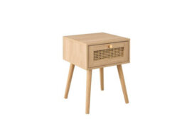 Birlea Bedside 1 Drawer Cabinet Brown Oak Rattan Nightstand Side Table - thumbnail 2