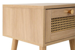 Birlea Bedside 1 Drawer Cabinet Brown Oak Rattan Nightstand Side Table - thumbnail 4